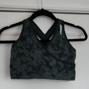 Gymshark Green Camo Faux Wrap Sports Bra